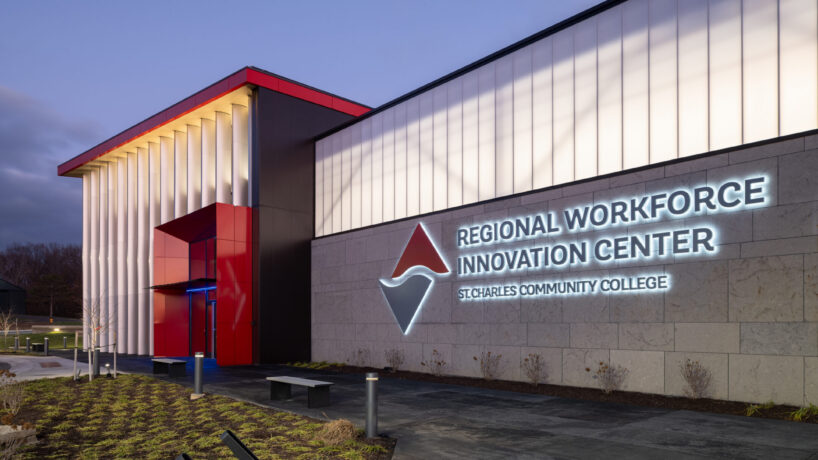 Exterior view of the St. Charles Community College Regional Workforce Innovation Center