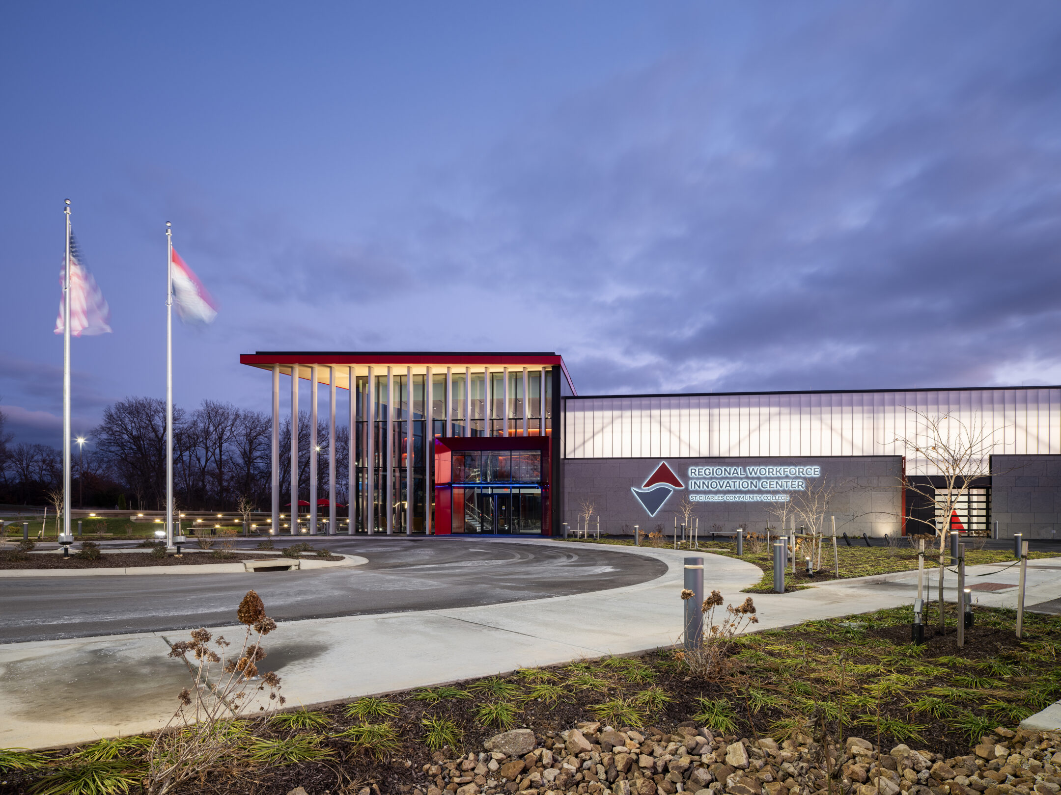 Exterior view of the St. Charles Community College Regional Workforce Innovation Center