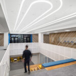 Interior view of the STLCC Florissant Valley Student Center grand stairs entrance