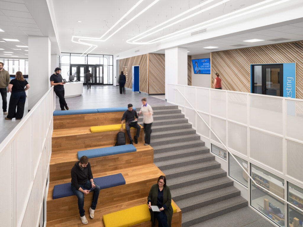 Interior view of the STLCC Florissant Valley Student Center grand stair