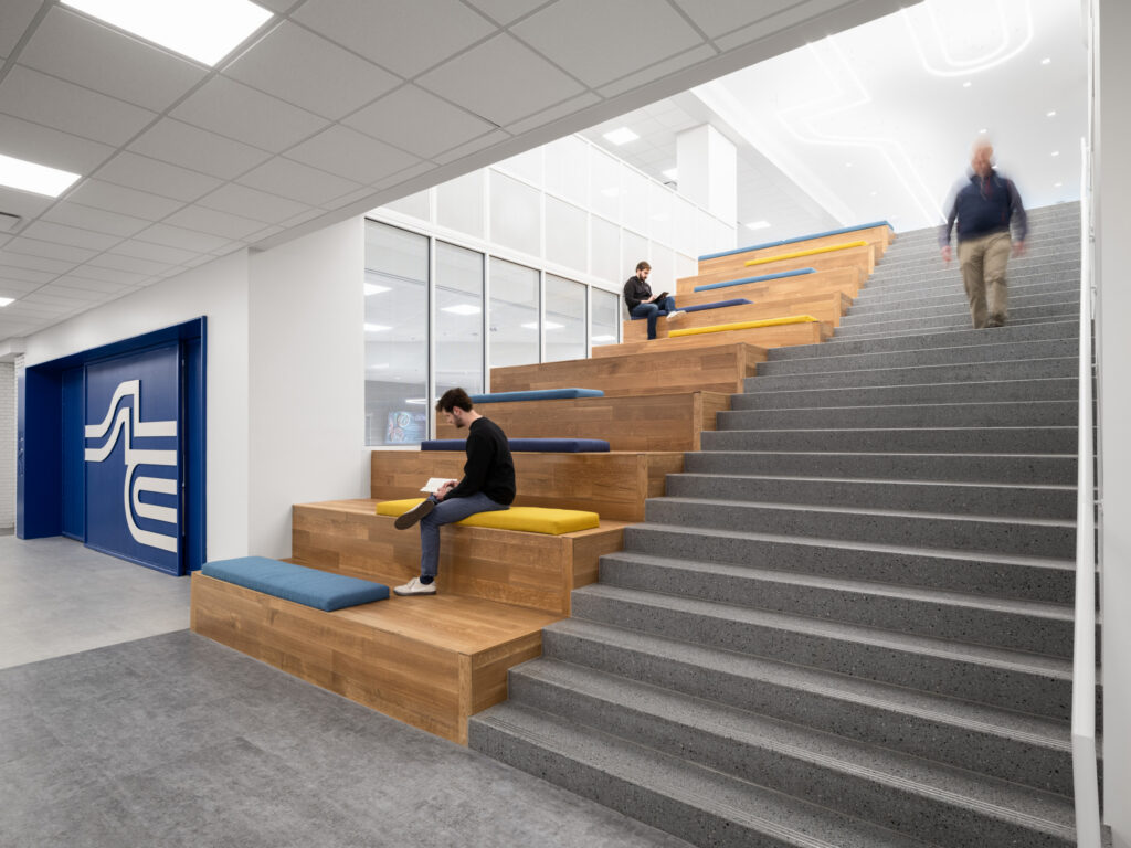 Interior view of the STLCC Florissant Valley Student Center grand stair