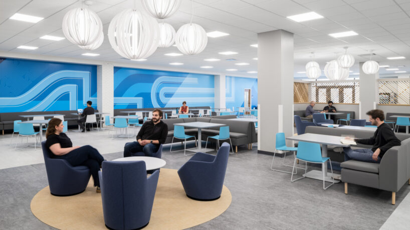Interior view of the STLCC Florissant Valley Student Center Cafe dining area
