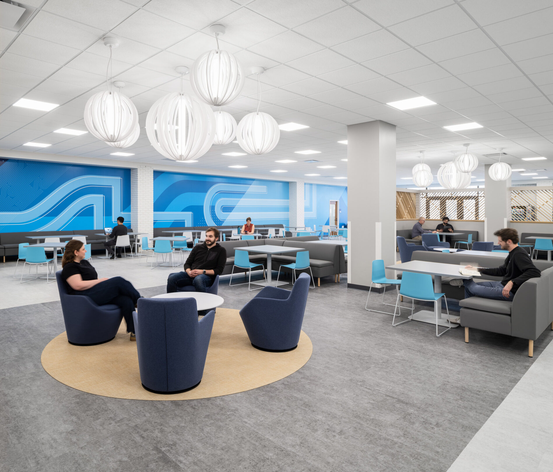 Interior view of the STLCC Florissant Valley Student Center Cafe dining area