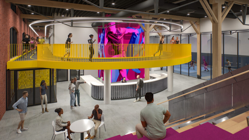 Interior rendering of the St. Charles Rec Center indoor track