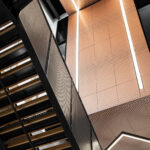 Detail interior view of the St. Louis County Precinct 2 lobby stairs