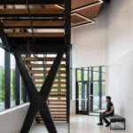 Detail interior view of the St. Louis County Precinct 2 lobby stairs