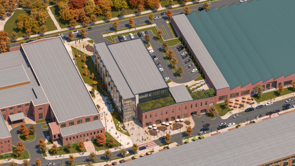 Aerial Render of the new St. Charles City Hall